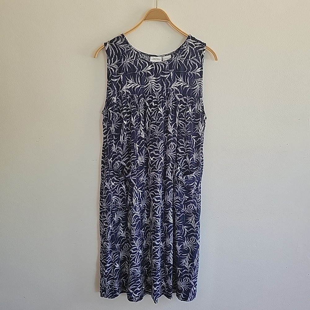 Vermont Country Store Sleevelessâ Muu Muu Dress Jumper Medium Navy Blue Floral